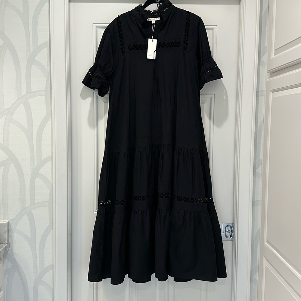 Black Maxi dress, XS, beautiful details on sleeves